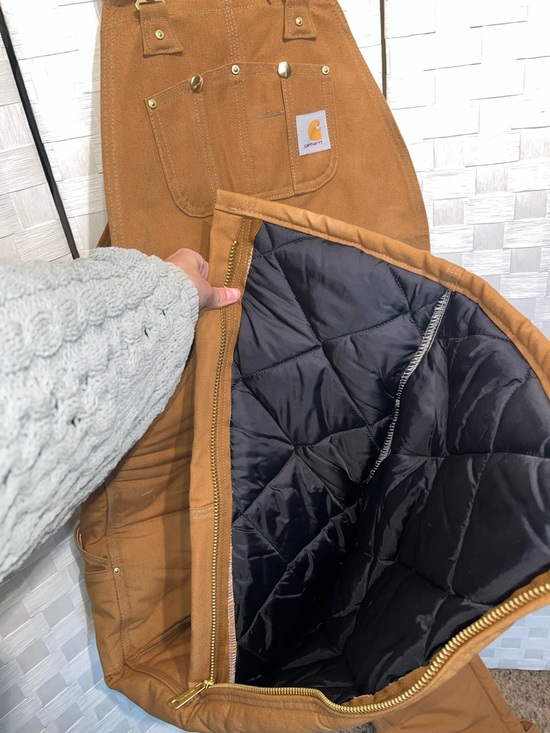 Carhartt Men's Duck Bib Overalls Size 32X34 Quilted Lining Double Knee - Picture 6 of 10